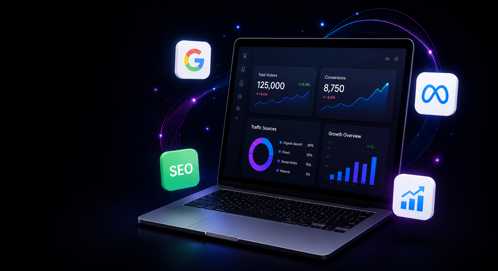 ScrollnGrow Laptop Dashboard Mockup